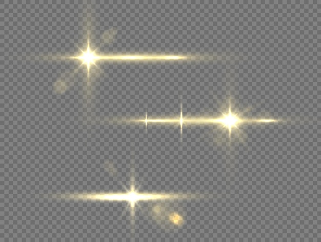 Gouden schittering lichteffect Stralende ster Zon vonken Lights bokeh glitter Flare sparkles set Vector