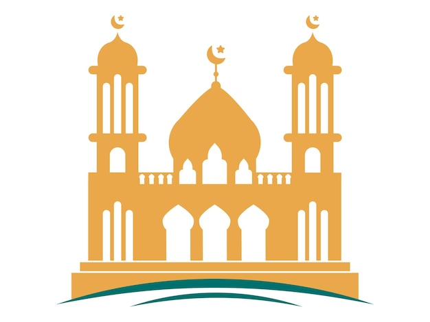 Gouden silhouet elementen van de moskee Illustratie