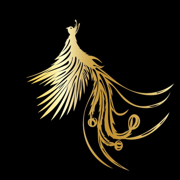 Gouden silhouet phoenix vogel geïsoleerde vector