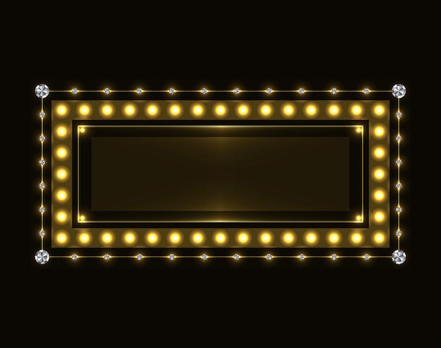 Gouden sprankelend neon frame