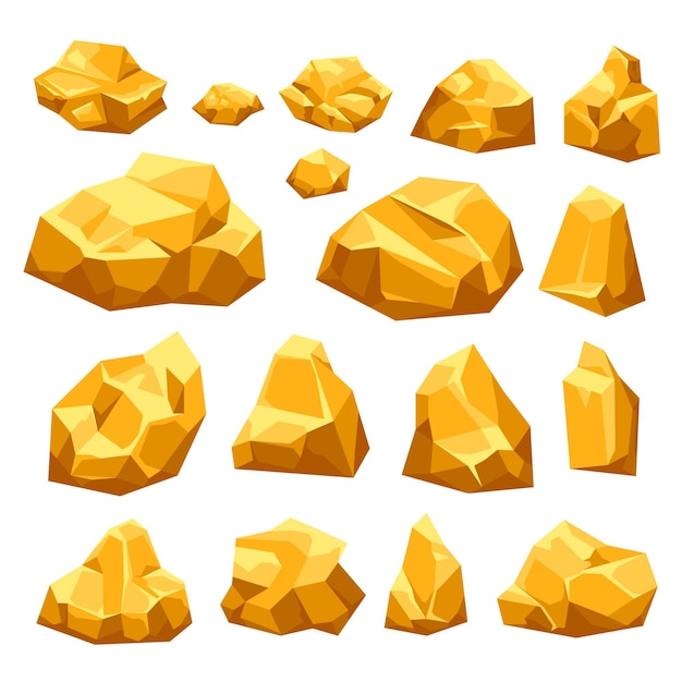 Gouden steen mijnbouw spelelementen concept illustratie