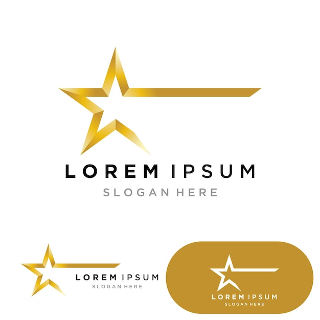 Gouden Ster Logo Vector met Zwarte Achtergrond