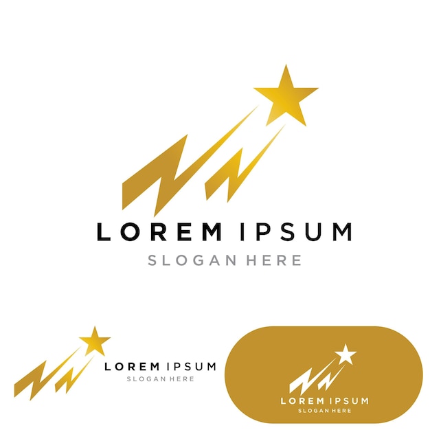 Gouden Ster Logo Vector met Zwarte Achtergrond