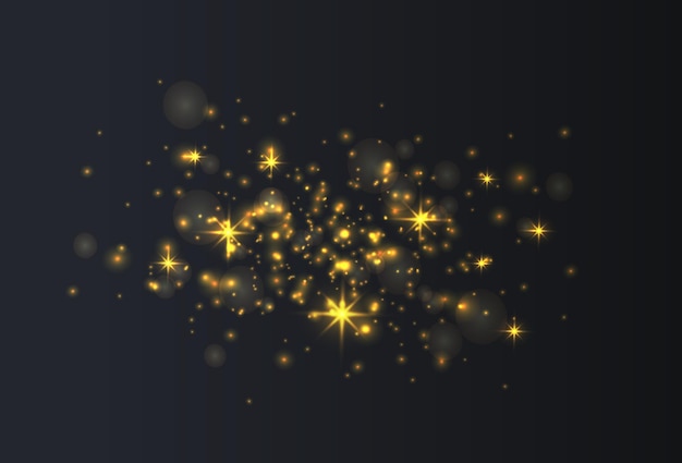 gouden sterren schijnen met speciaal licht Sprankelende magische stofdeeltjes dust