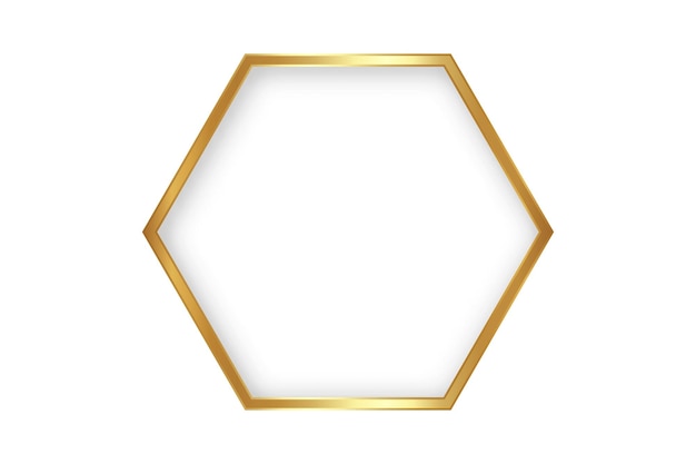 Gouden stijl dunne zeshoek luxe frame op de witte achtergrond. Perfect ontwerp voor kop, logo