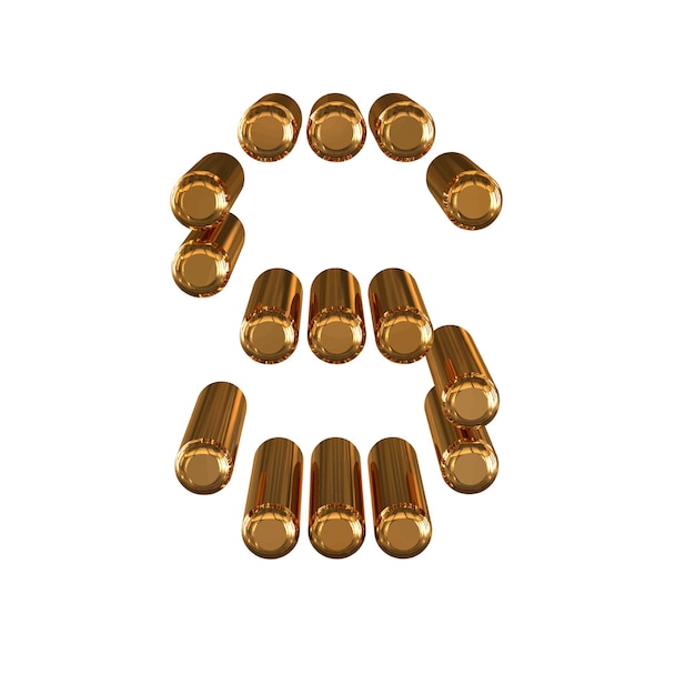 Gouden symbool gemaakt van 3D-cilinders letter s