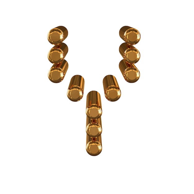 Gouden symbool gemaakt van 3D-cilinders letter y