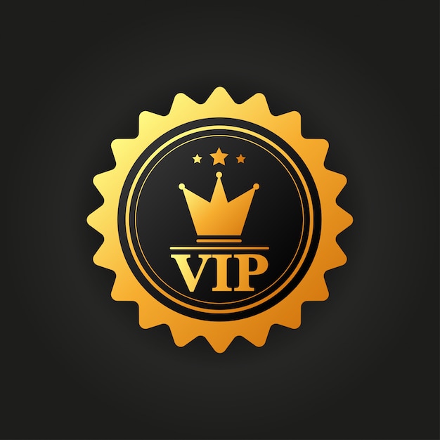 Gouden symbool van exclusiviteit, het label vip met glitter.