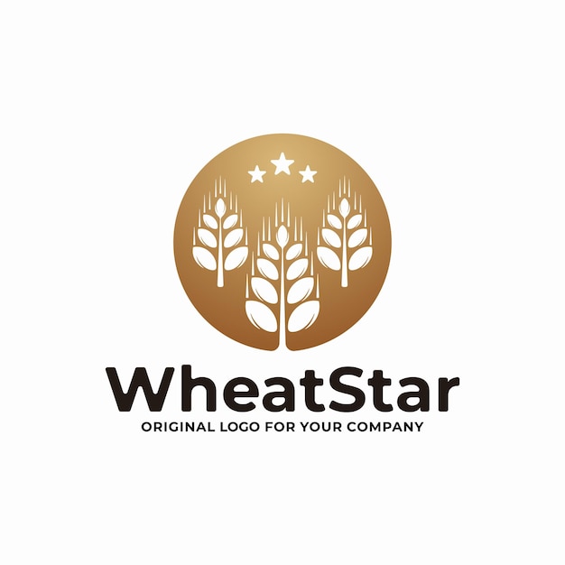 Gouden tarwe en graan logo ontwerpsjabloon.