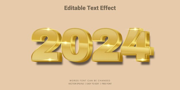 Gouden tekst-effect voor het jaar 2024