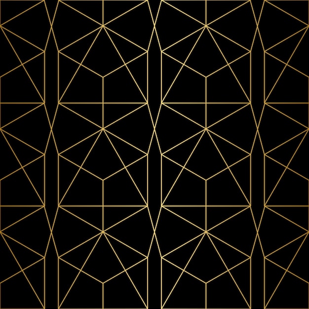 Gouden textuurNaadloos geometrisch patroon Geometrisch patroon op een zwarte achtergrond