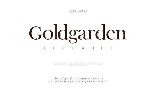Gouden tuin premium luxe elegante alfabetletters en cijfers Elegante bruiloft typografie klassieker