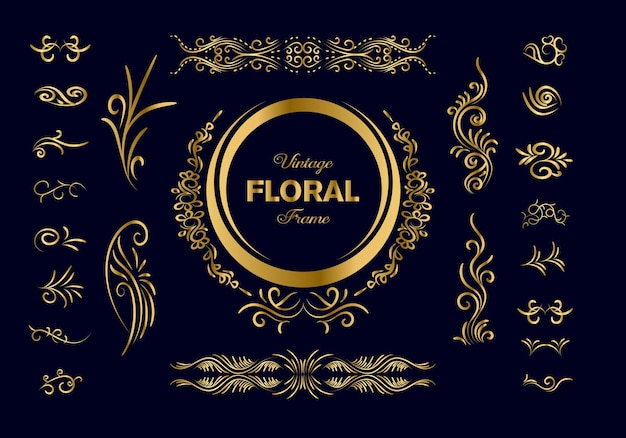 Gouden verdelers set Sier decoratieve elementen Vector sierlijke elementen ontwerp Goud bloeit