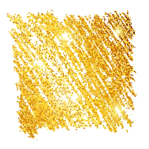 Gouden verf Glinsterende achtergrond op een witte achtergrond. Achtergrond met gouden glitters en glittereffect. Lege ruimte voor uw tekst. vector illustratie