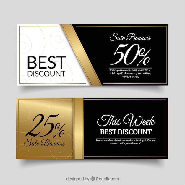 Vector gouden verkoopbanners