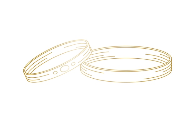 Gouden verlovingspaar ringen bruiloft accessoire Geïsoleerde lijn illustratie