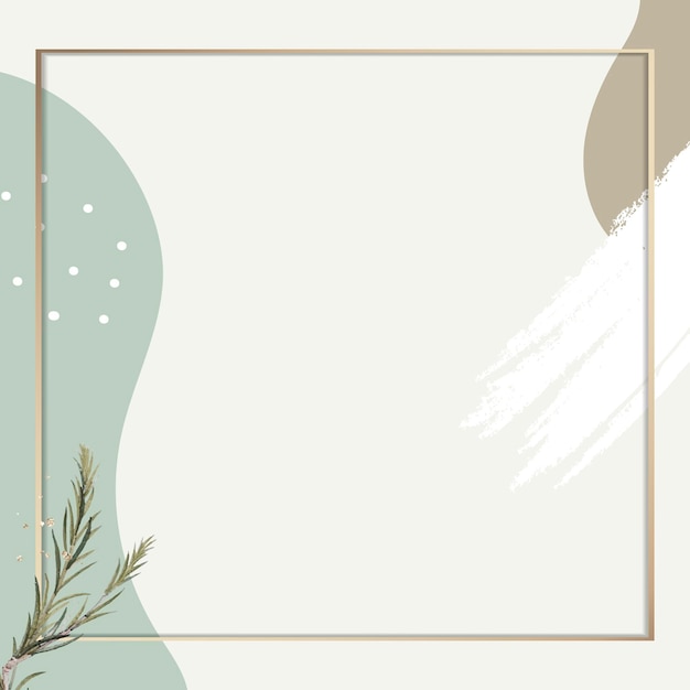 Gouden vierkante frame op groene minimale patroon achtergrond vector