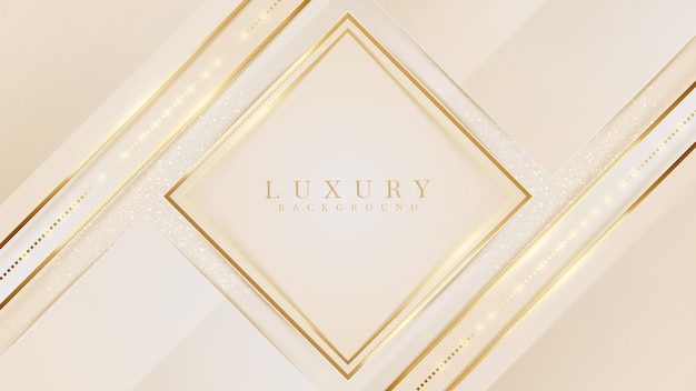 Gouden vierkante vorm luxe achtergrond met glitter effect elementen.