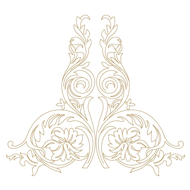 Gouden vintage barok ornament, hoek. Retro patroon antieke stijl acanthus. Vector