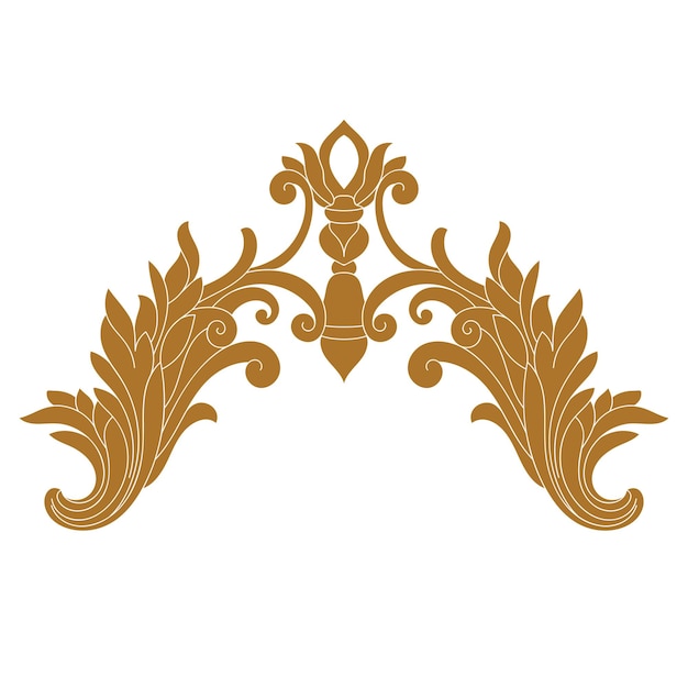 Gouden vintage barok ornament, hoek. Retro patroon antieke stijl acanthus. Vector.