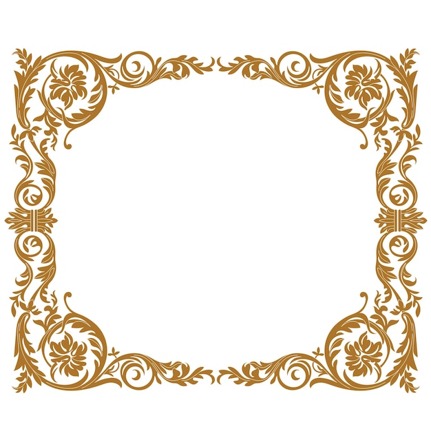 Gouden vintage grenskader gravure met retro ornament patroon in antieke barokke stijl. Vector.