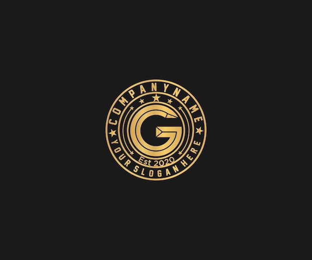 Gouden vintage logo ontwerp met letter G vector logo ontwerp illustratie