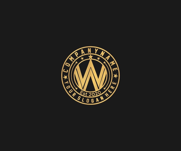 Gouden vintage logo-ontwerp met letter w vector logo ontwerp illustratie