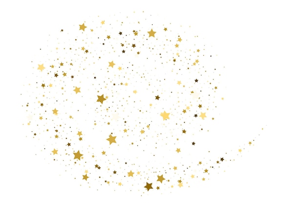 Gouden vliegende sterren confetti. Gouden glitter Golf abstracte achtergrond. Goud schittert op een witte achtergrond, sjabloonontwerp