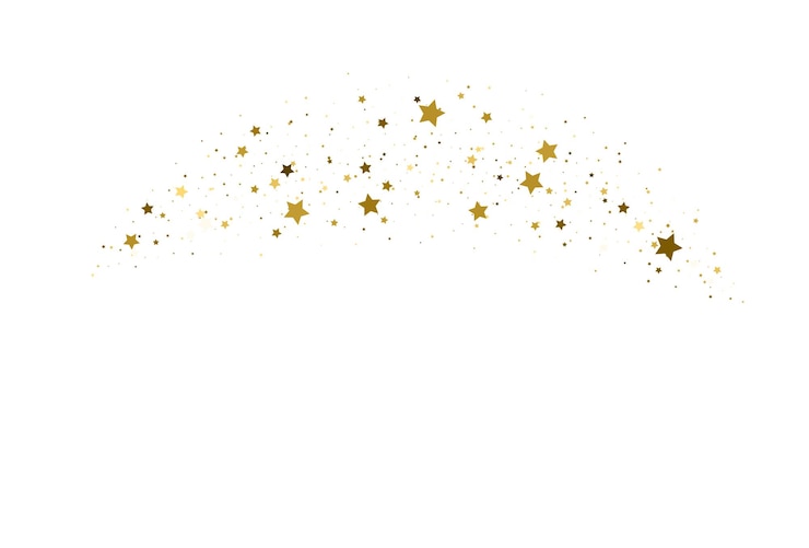 Vector gouden vliegende sterren confetti gouden glitter golf abstracte achtergrond goud schittert op witte achtergrond sjabloonontwerp