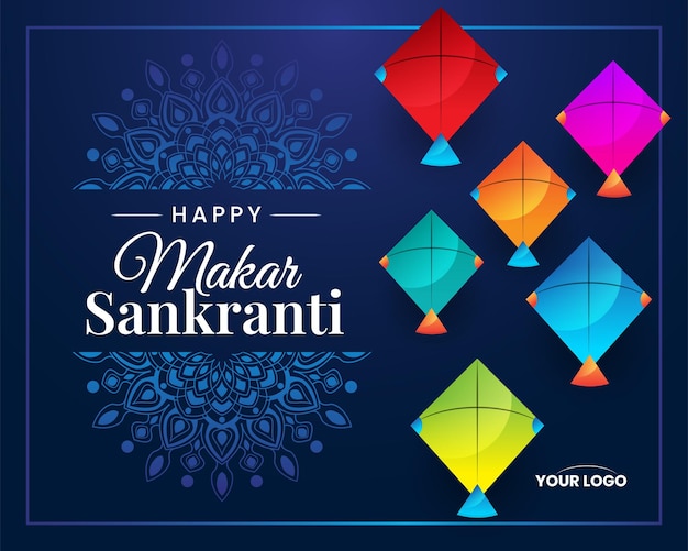 Gouden vliegers op donkere achtergrond gelukkige Makar Sankranti groet vector