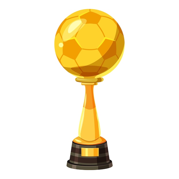 Gouden voetbal trofee cup pictogram. cartoon illustratie van gouden voetbal trofee cup vector pictogram voor web