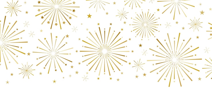 Vector gouden vuurwerkbanner met sterren geïsoleerd elegant clip art element feest feest viering grens