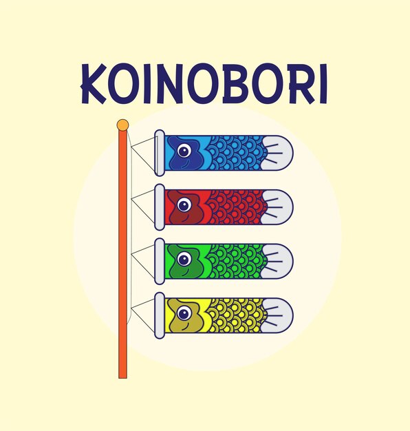 Vector gouden week japan banner illustratie koinobori karp stromen op geel rombisch patroon in japa