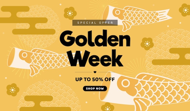 Gouden Week Sale vectorillustratie