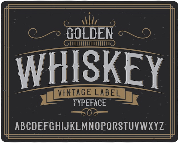 Gouden whiskey label lettertype