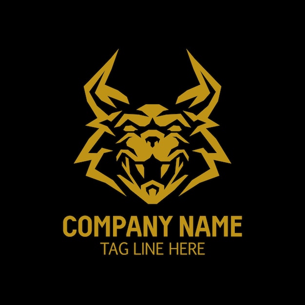 Gouden wolf silhouet logo sjabloon