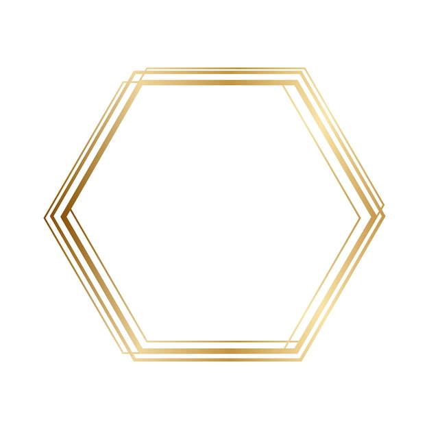 Gouden zeshoekig frame geïsoleerd op witte achtergrond