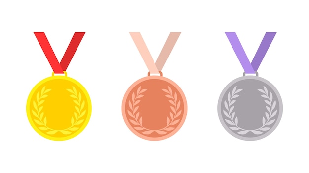 Vector gouden zilveren en bronzen medaille sjabloon