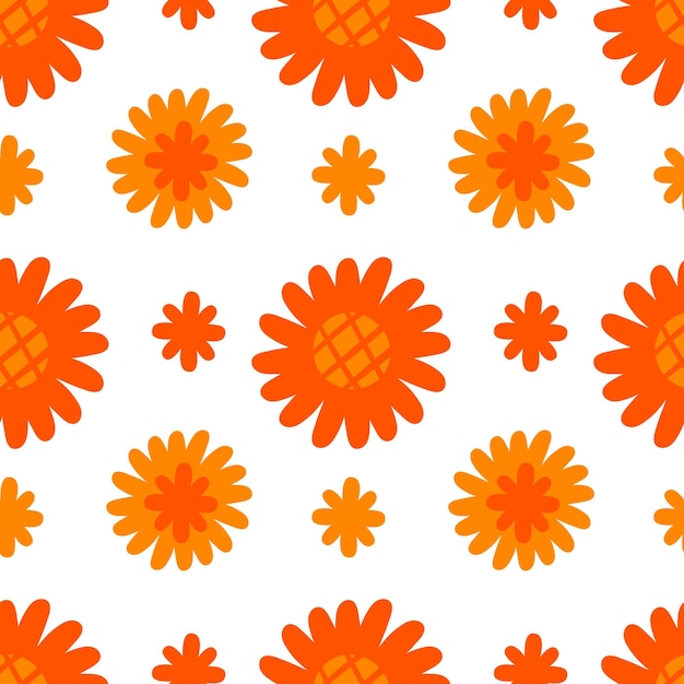 Goudsbloemen patroon op de witte achtergrond cartoon vector patroon. Gember bloemenpatroon