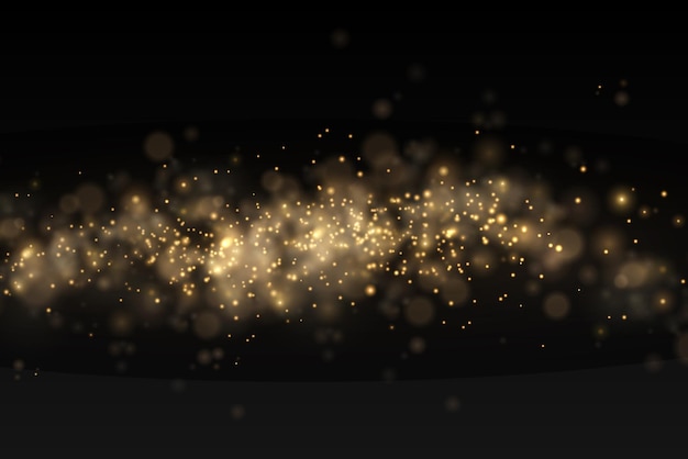 Goudstofdeeltjes bokeh kerst gouden lichteffect fonkeling gele vonken ster vervagen vector