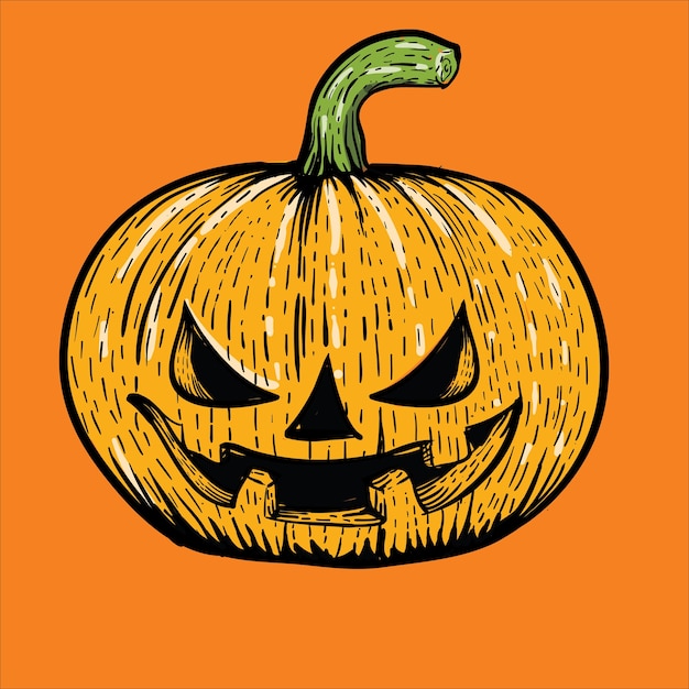 Vettore zucca incisione stile halloween