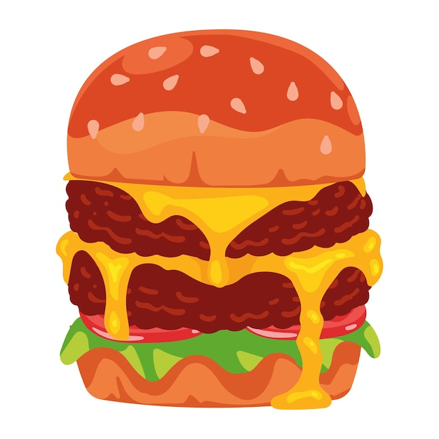 Vector gourmet burger delicious illustration isolated