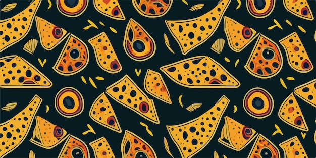 Gourmet Gastronomy Colorful Pizza Pattern Vector Design