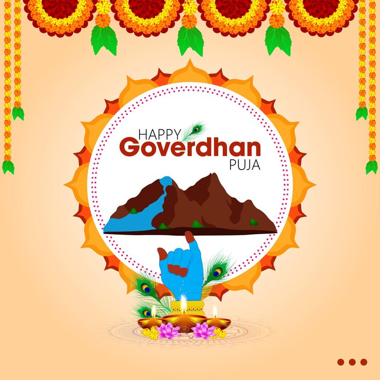 वेक्टर govardhan puja also known as annakut is a hindu festival celebrated the day after diwali