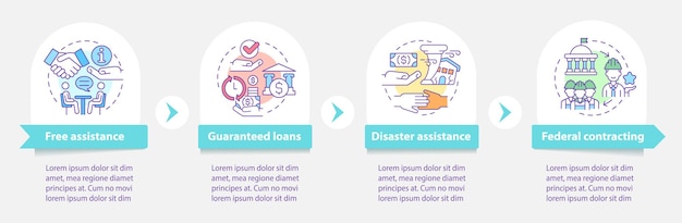 Government and business vector infographic template. program presentation outline design elements. data visualization with 4 steps. process timeline info chart. workflow layout with line icons