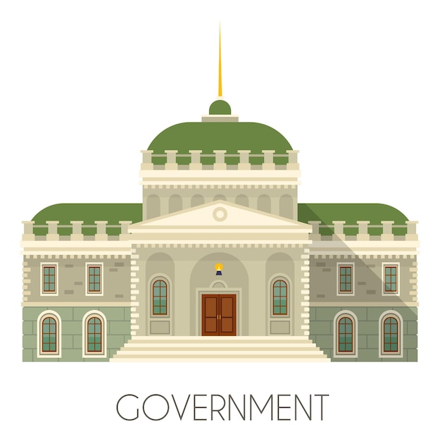 Vettore icona della casa del governo facciata dell'edificio dell'amministrazione comunitaria isolata su sfondo bianco
