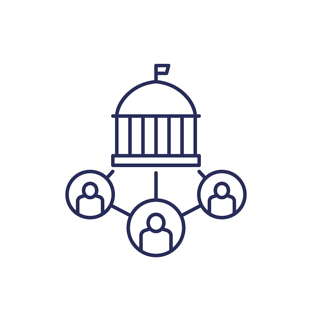 Vector government line icon with people