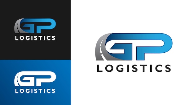 Vector gp brief logistiek snelweg logo sjabloon