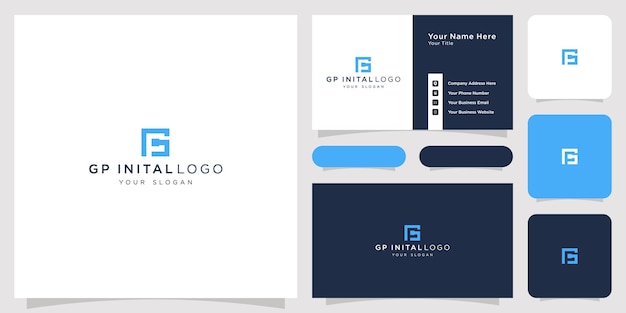 gp initial logo concept business card set