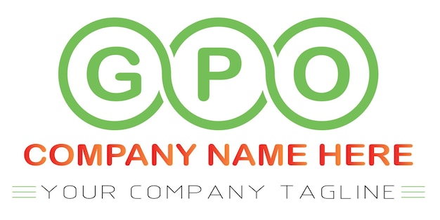 Вектор Дизайн логотипа буквы гпо